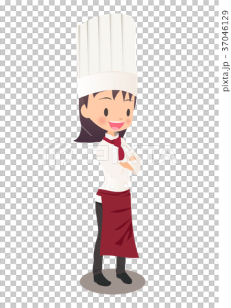 腕を組む女性シェフのイラスト画像 37046129