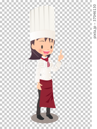 説明する女性シェフのイラスト画像 37046130