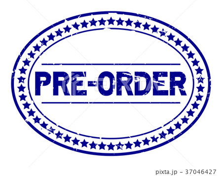 Grunge blue pre order oval rubber seal stamp 37046427