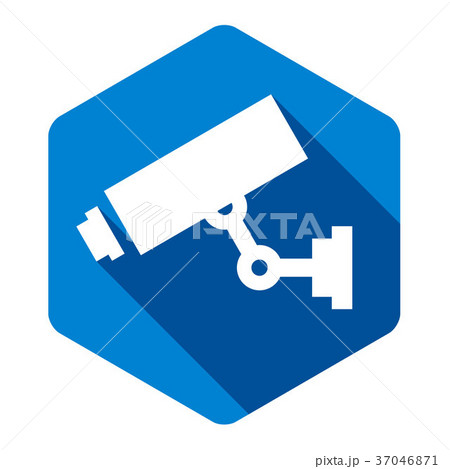 White camera on blue hexagon 37046871