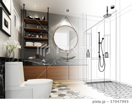abstract sketch design of interior bathroom 37047993