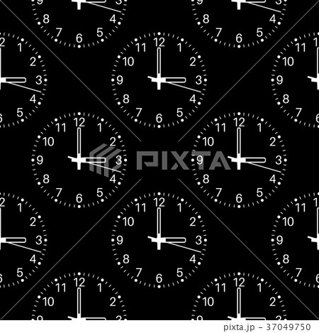 Three o'clock. White clockface on black background 37049750