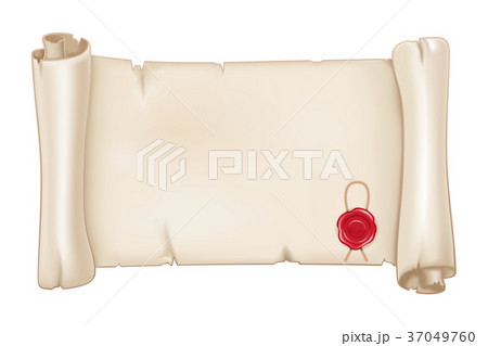 Parchment scroll with red wax seal 37049760