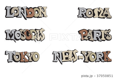 City graffiti tag set Wold capital city lettering 37050851