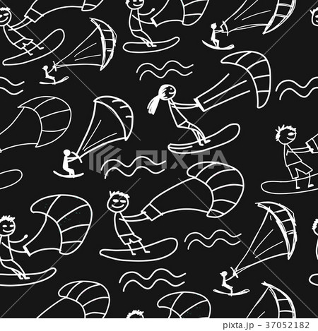 Kiteboarding, seamless pattern for your design Kiteboarding, seamless pattern for your design 37052182