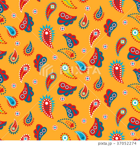 Paisley yellow indian seamless vector pattern. 37052274