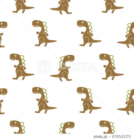 Dino simple brown color seamless vector pattern. 37052275