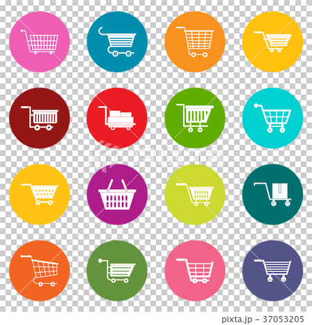 Shopping cart icons many colors set - Stock Illustration [37053205] - PIXTA