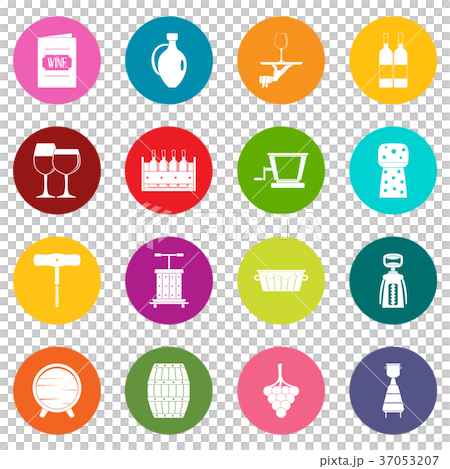 Wine icons many colors set 37053207