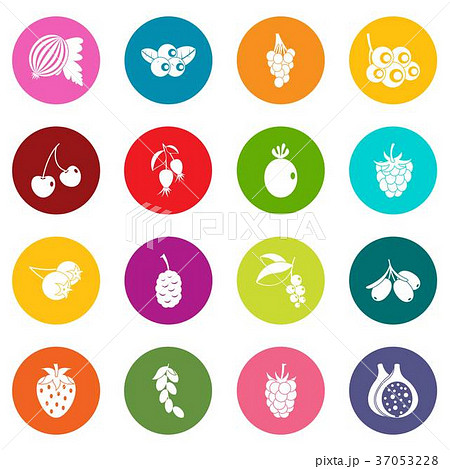 Berries icons many colors set 37053228