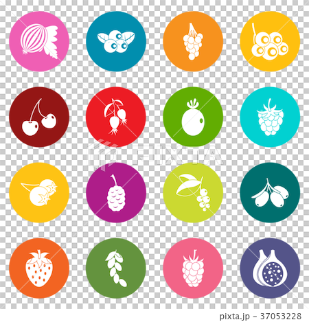 Berries icons many colors set 37053228