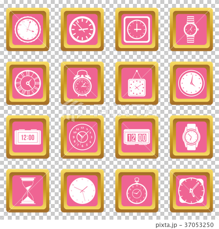 Time and Clock icons pink 37053250