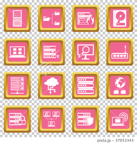 Big data icons pink Big data icons pink 37053343