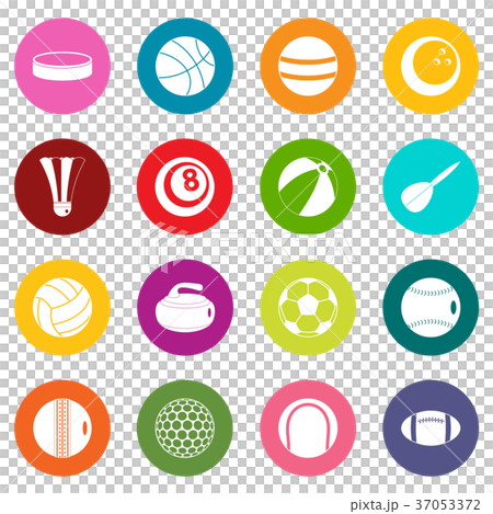 Sport balls icons many colors set Sport balls icons many colors set 37053372