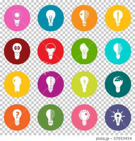Lamp logo icons many colors set 37053454