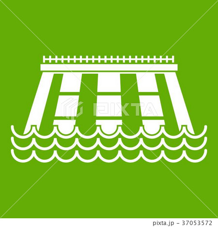 Hydroelectric power station icon green 37053572