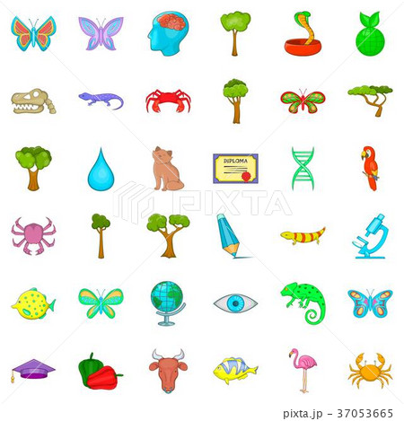 Green globe icons set, cartoon style 37053665