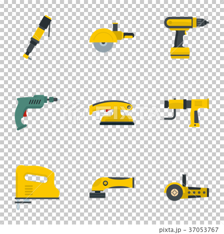 Construction tool icon set, flat style 37053767