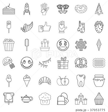 Dessert icons set, outline style Dessert icons set, outline style 37053775