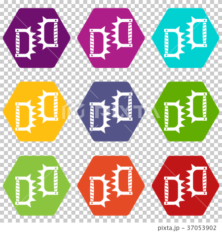 Knuckles with spikes icon set color hexahedron 37053902