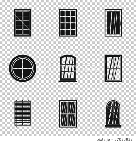 Window icon set, simple style 37053932