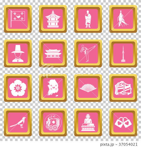 South Korea icons pink 37054021