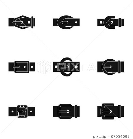 Belt buckle icon set, simple style Belt buckle icon set, simple style 37054095