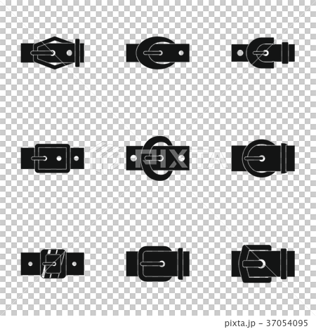 Belt buckle icon set, simple style Belt buckle icon set, simple style 37054095