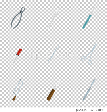 Medical surgery instrument icon set, flat style Medical surgery instrument icon set, flat style 37054096