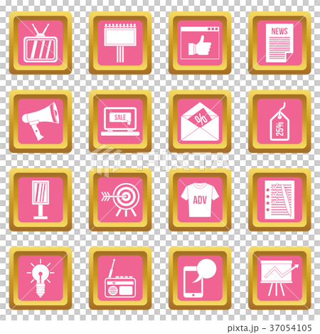 Advertisement icons pink - Stock Illustration [37054105] - PIXTA