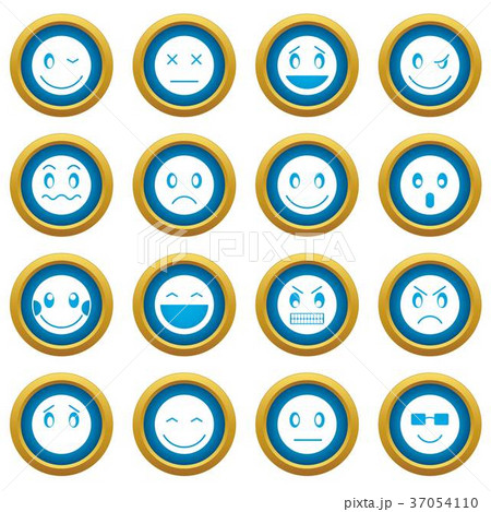 Emoticon icons blue circle set 37054110