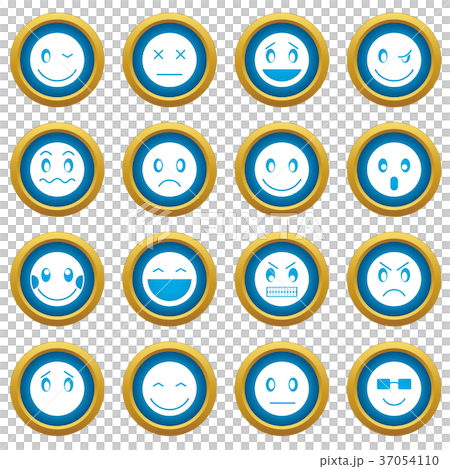 Emoticon icons blue circle set 37054110