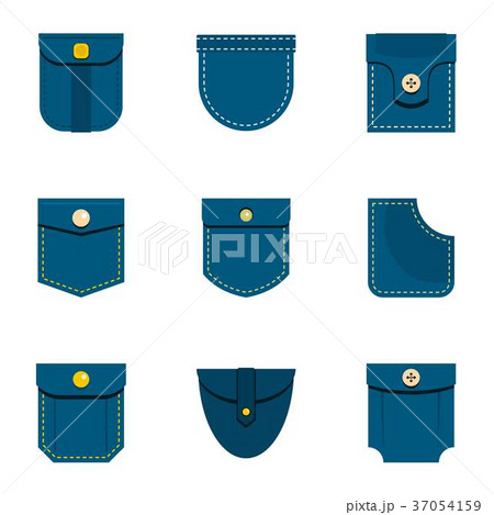 Jeans pocket icon set, flat style 37054159