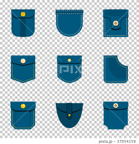 Jeans pocket icon set, flat style 37054159
