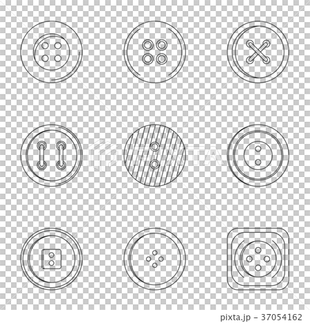 Clothes button icon set, outline style - Stock Illustration [37054162 ...