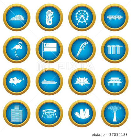 Singapore icons blue circle set 37054183