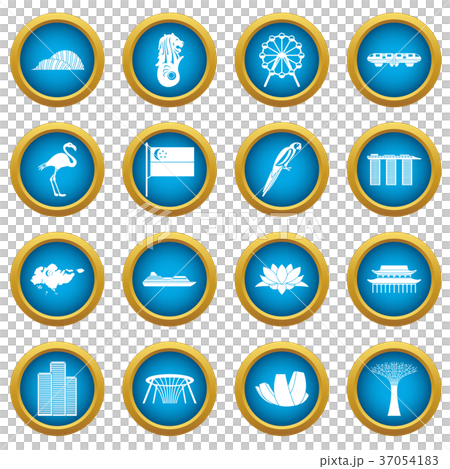 Singapore icons blue circle set 37054183
