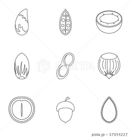 Nuts icon set, outline style Nuts icon set, outline style 37054227