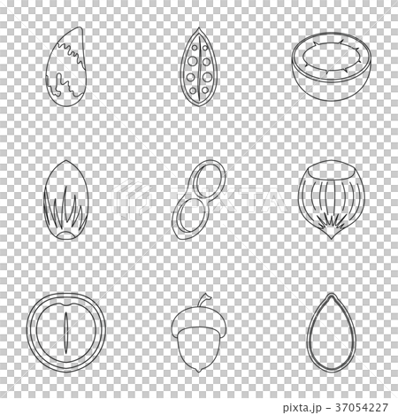 Nuts icon set, outline style Nuts icon set, outline style 37054227