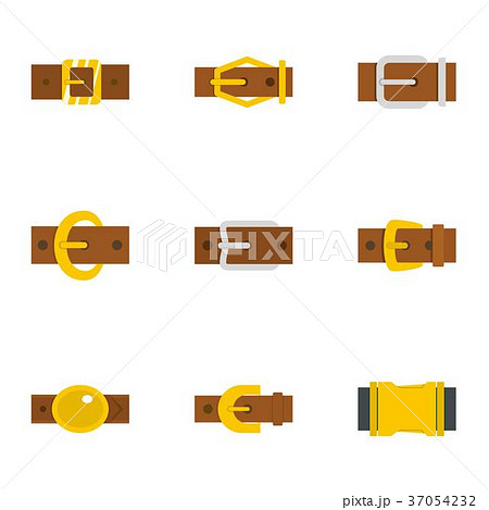 Belt Buckle Icon Set Flat Styleのイラスト素材