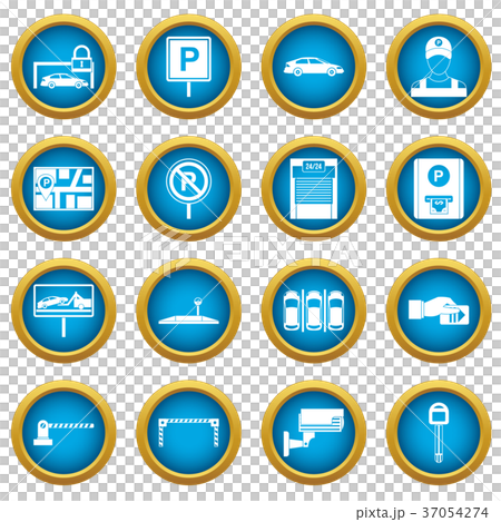 Car parking icons blue circle set 37054274