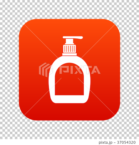 Bottle with liquid soap icon digital red 37054320