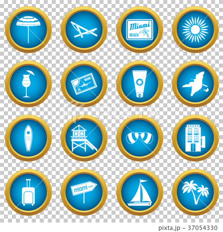 Miami icons blue circle set 37054330