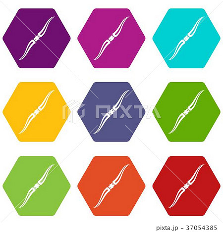 Throwing ninja knife icon set color hexahedron 37054385