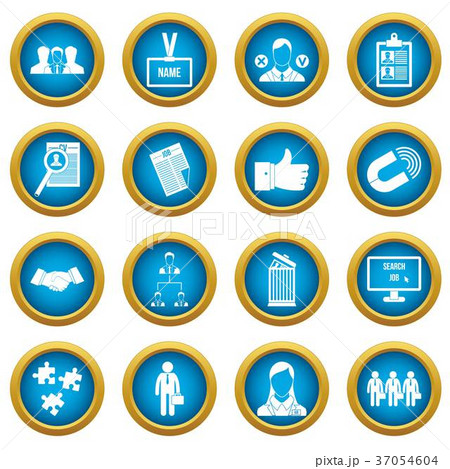 Human resource management icons blue circle set 37054604