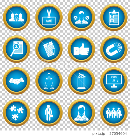 Human resource management icons blue circle set 37054604