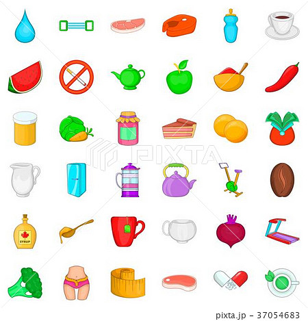 Diet icons set, cartoon style 37054683