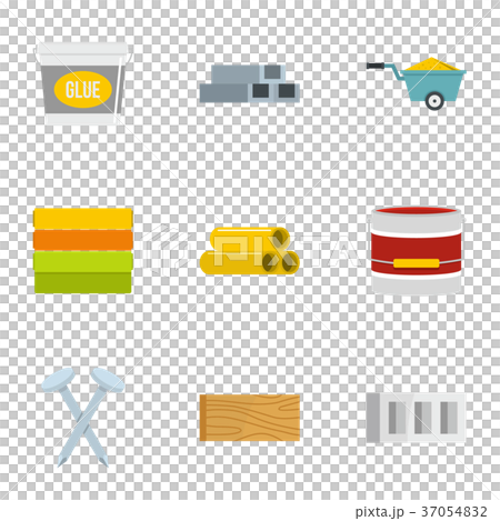 Building material icon set, flat style Building material icon set, flat style 37054832