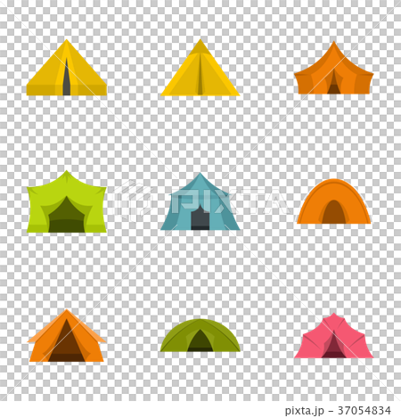 Tent form icon set, flat style 37054834