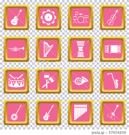 Musical instruments icons pink Musical instruments icons pink 37054839